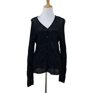Neiman Marcus Exclusive Sweater Womens S Small Open Stitch Button Front Cardigan